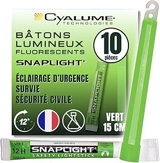 Cyalume Technologies SA8-108076AM Bâton Lumineux, Fluorescent, Durée 12 heures, 15 cm, Vert (Boîte de 10)