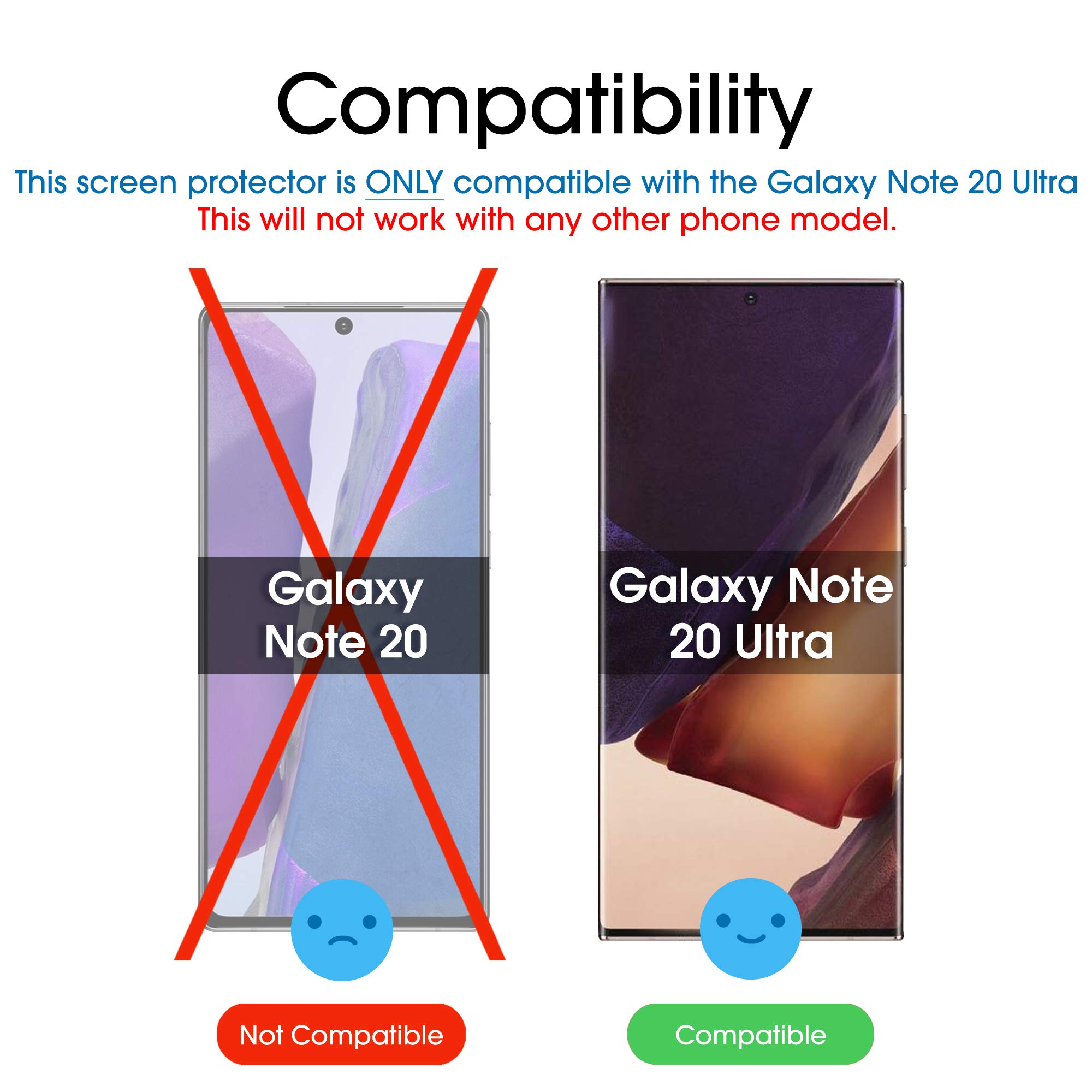 AmFilm Ultra Glass Screen Protector per Galaxy Note 20 Ultra (Confezione da 2) Applicazione Gel UV Gel Vetro Temperato Compatibile con UltraSonic FingerPrint Scanner per Galaxy Note 20 Ultra (2020)