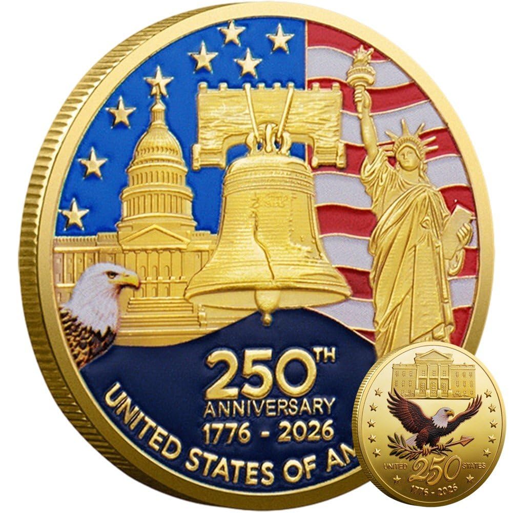 Ppmter Style 1 Usa 250Th Anniversary Challenge Coin, 1776-2026 Us Coins United States 250Th Commemorative Coin Independence Collector Coin