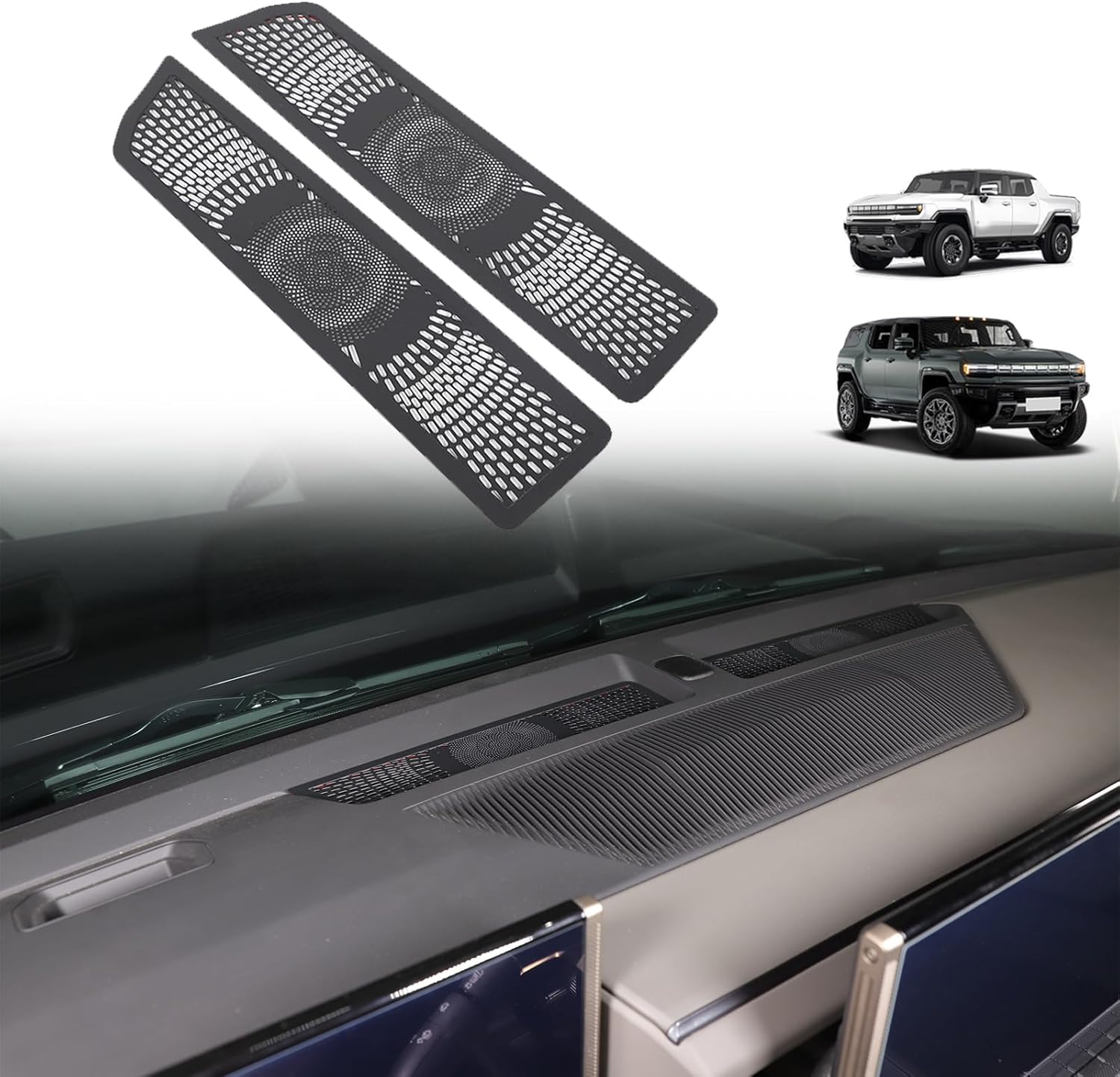 Cab Upper Dashboard Air Defrost Vent Cover Air Outlet Anti-Blocking Grille Cover Compatible with Hummer EV 2022-2026 SUV/SUT Accessories Stainless Center Dash Air Vent Dashboard Fresh Air Grille