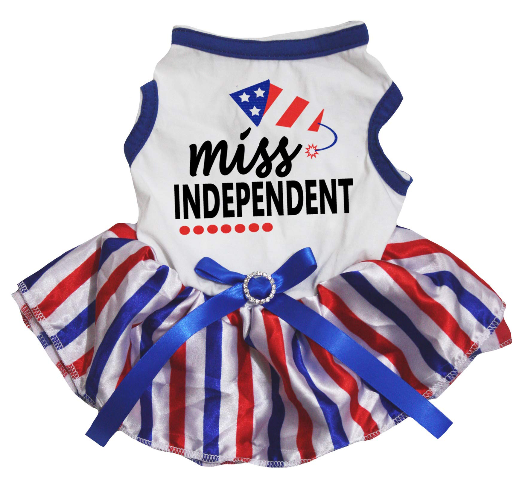 Robe pour chien haut de gamme Miss Independent Rocket XL aux rayures RWB