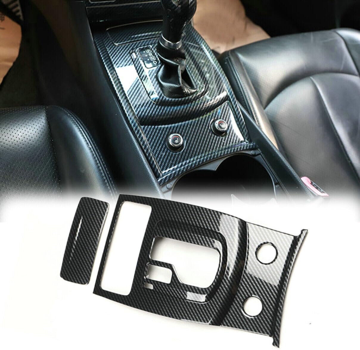 Automatic Center Console Gear Shift Panel Cover Trim for Infiniti G37 2010 2011 2012 2013 Carbon Fiber ABS(Only for Without Snow Button)