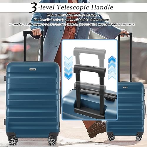 Miniatura 8 de Merax Juego de maletas de 6 piezas de ABS rígidas con 8 ruedas giratorias silenciosas, equipaje de viaje duradero y ligero para viajes familiares