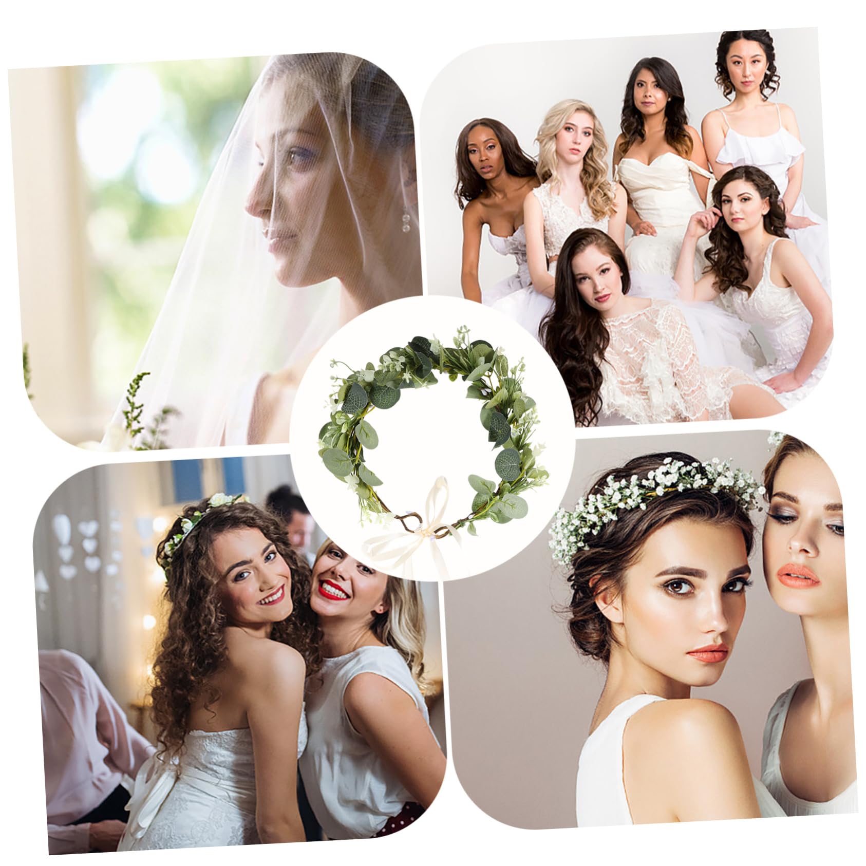 FRCOLOR 3 Piezas Guirnalda Diadema Cintas Para El Cabello Para Niñas Tocado Nupcial De Hadas Foto Guirnalda Falsa Tocado Nupcial Traje De Alambre De Hierro Verde