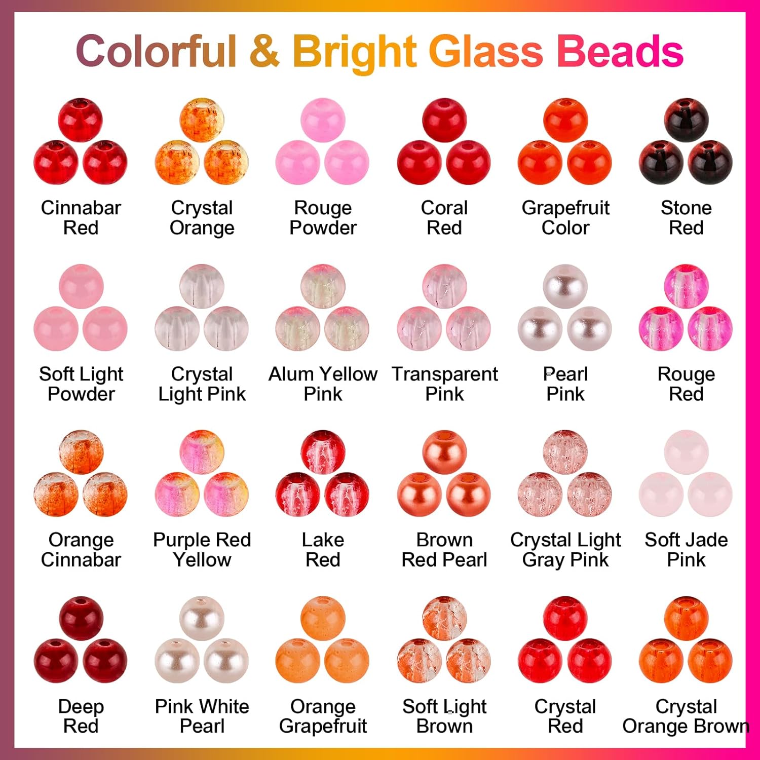 XSEINO About 2800 PCS 4mm Glass Beads Bracelet Making Kit,24 Assorted Red Elegant Series Colorful Crystal Beads for Bracelet and Jewelry Making and DIY Crafts,Friendship Bracelets - Image 2