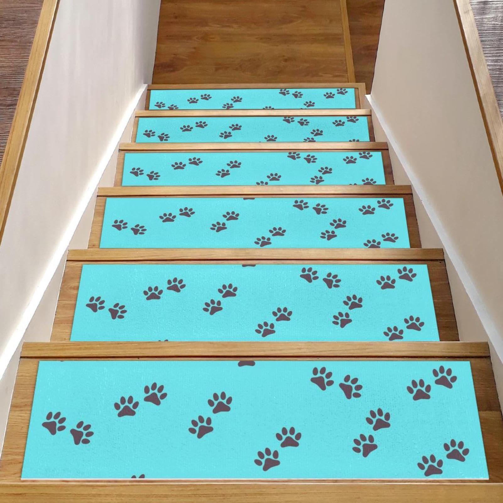 Tapis d'escalier antidérapants bleus de 20,3x76,2 cm pour la sécurité de la maison (lot de 15)