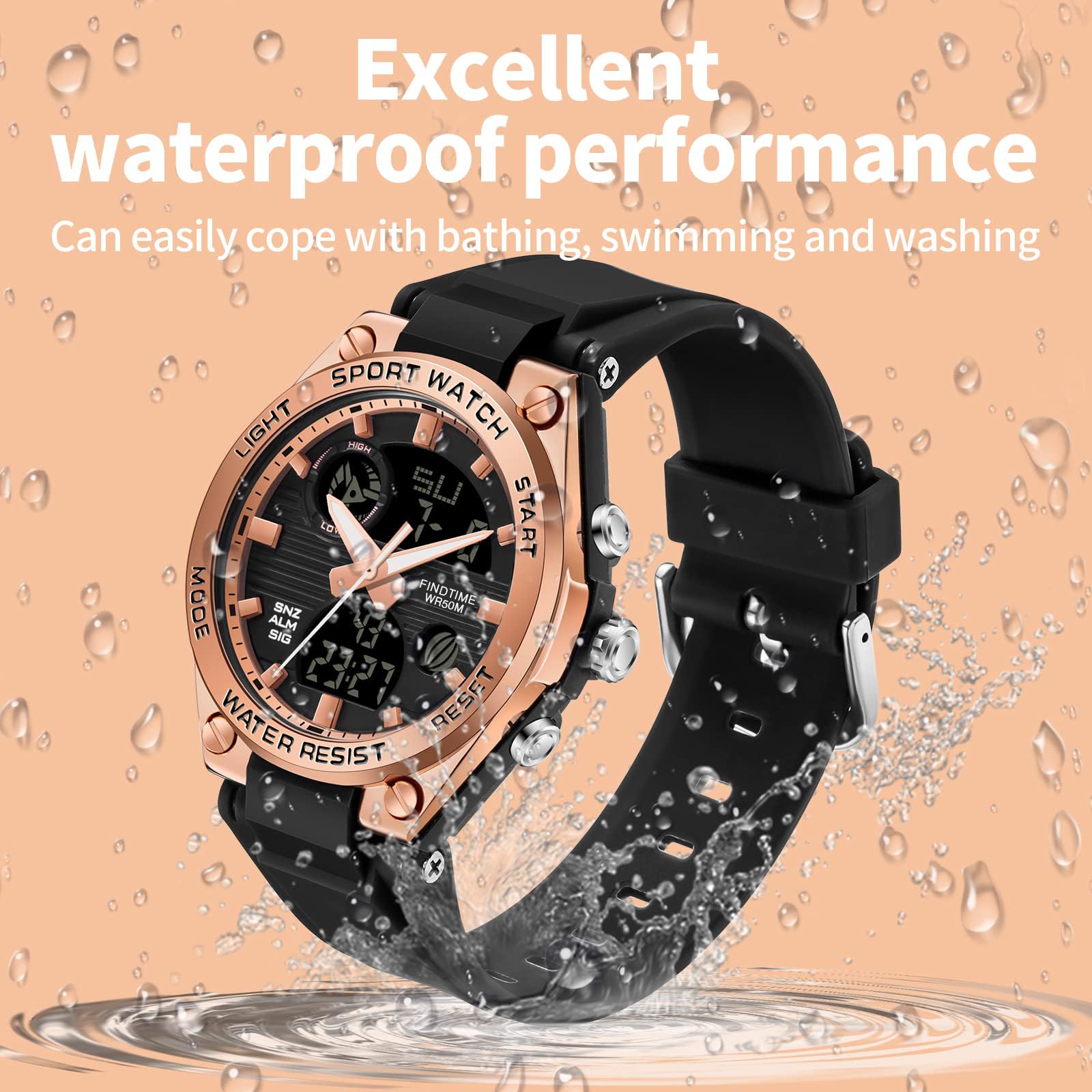 findtime Womens Digital Sports Watch Ladies Waterproof Watches Running Watch Military Wrist Watches for Women Tactical Countdown Alarm Stopwatch