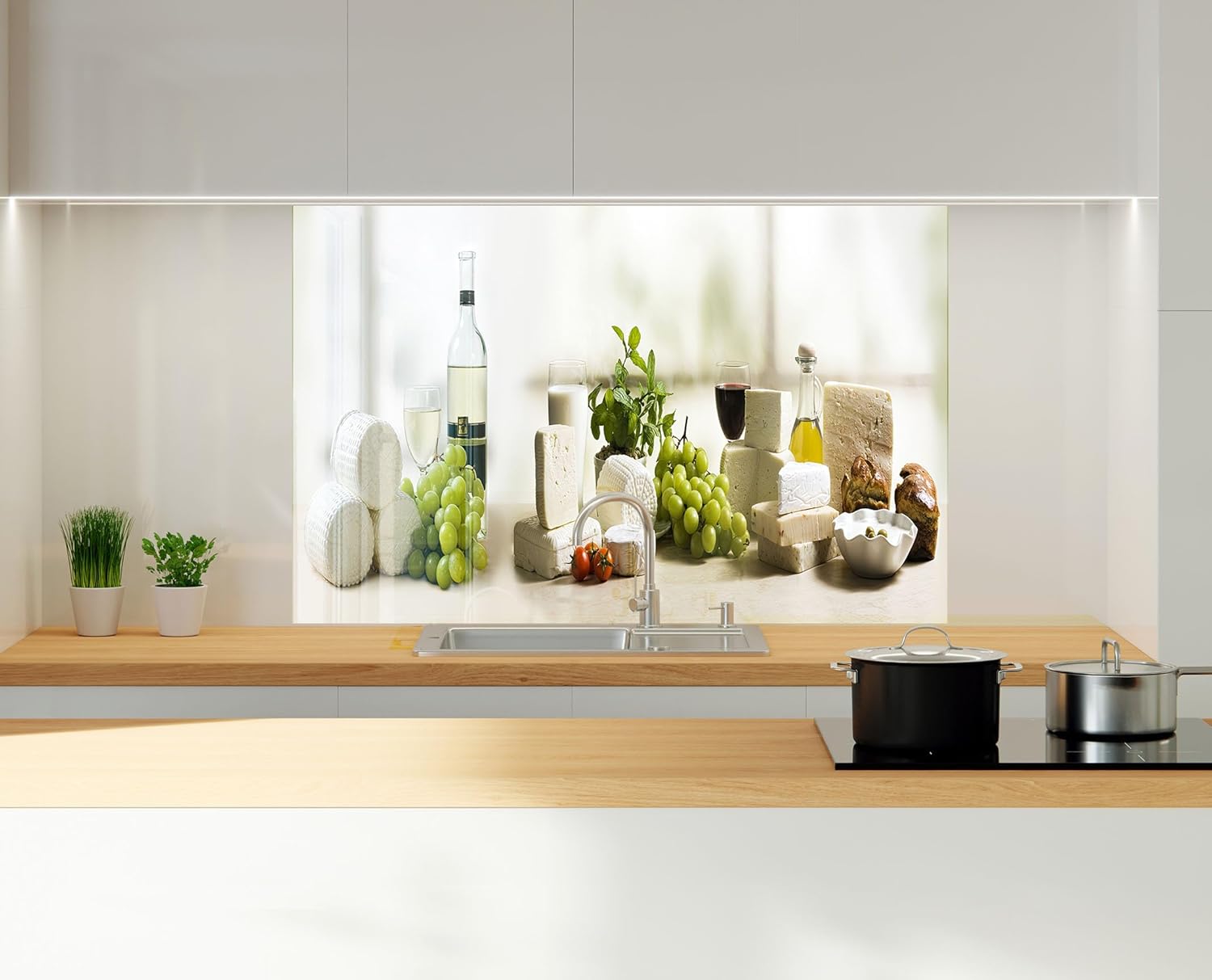 Myphotostation.com 25Wx58H'' Tempered Glass Stove Backsplash Kitchen Tile Decor Stove Back Cover Glass Splashback Tile for Stove Top Cover Toughened Glass Cooker Protector 65