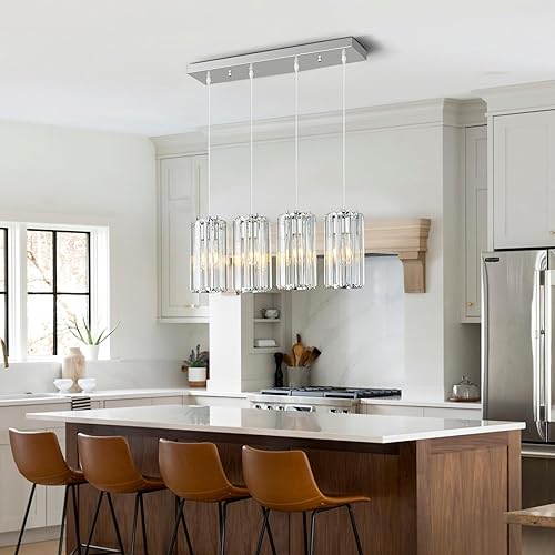 Miniatura 9 de zhllmq Iluminación colgante negra, lámpara colgante moderna, mini candelabros de cristal, lámpara colgante ajustable para cocina, isla, comedor,