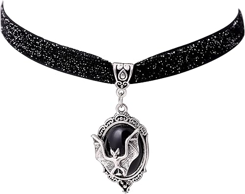 Sacina Gargantilla gótica de murciélago, collar con colgante de murciélago de vampiro victoriano, regalo de joyería gótica de Halloween para