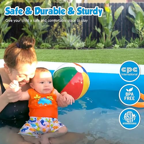 Miniatura 4 de PartyGears Piscina inflable para niños 120 x 72 x 22 pulgadas piscina inflable familiar de tamaño completo para adultos y mayores de 3 años buena