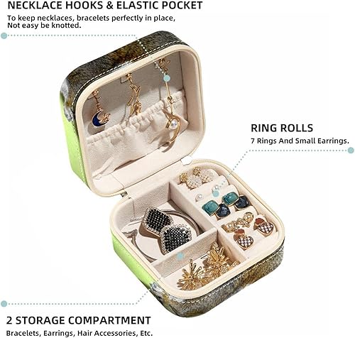 Miniatura 2 de KQNZT Cajas de joyería para mujeres, niñas, caja de joyería portátil, mini joyero, ardilla animal