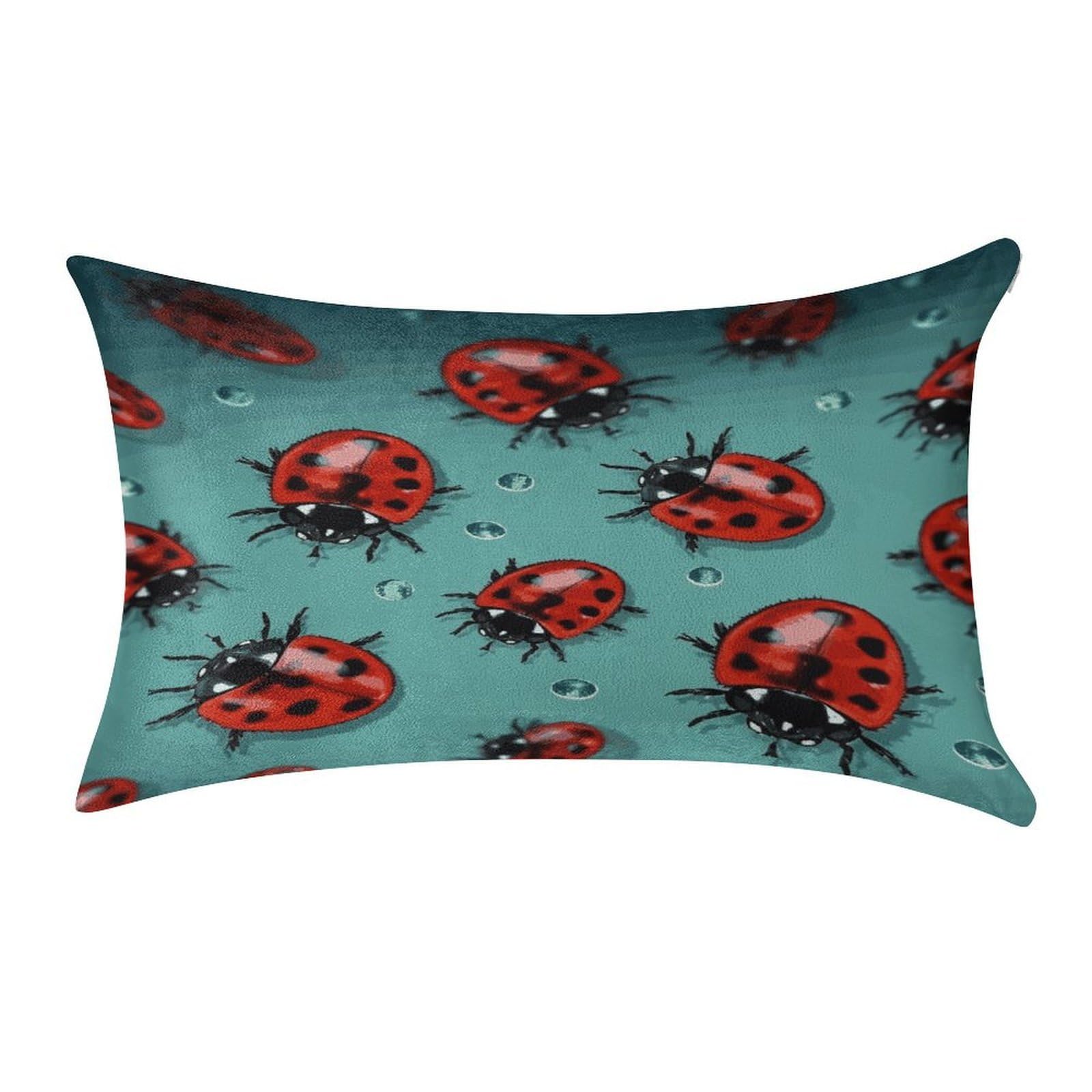 MUSM Red Ladybugs On A Blue Background Pillow Case 12"X20" Luxury Velvet Throw Pillow Cover Fade Resistant Cozy Soft Pillowcases Pillow Protector Pillow Shams Lumbar Pillow Shells for Home&Gifts