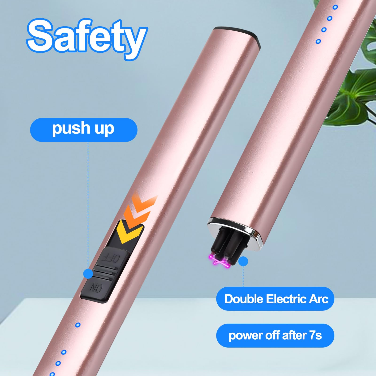 Electric Candle Lighter Rechargeable USB: Christmas Stocking Stuffers Valentines Day Birthday Gifts for Women Her Mom Windproof Flameless Dual Arc Camping BBQ Kitchen Lighters for Candle Safety Lock