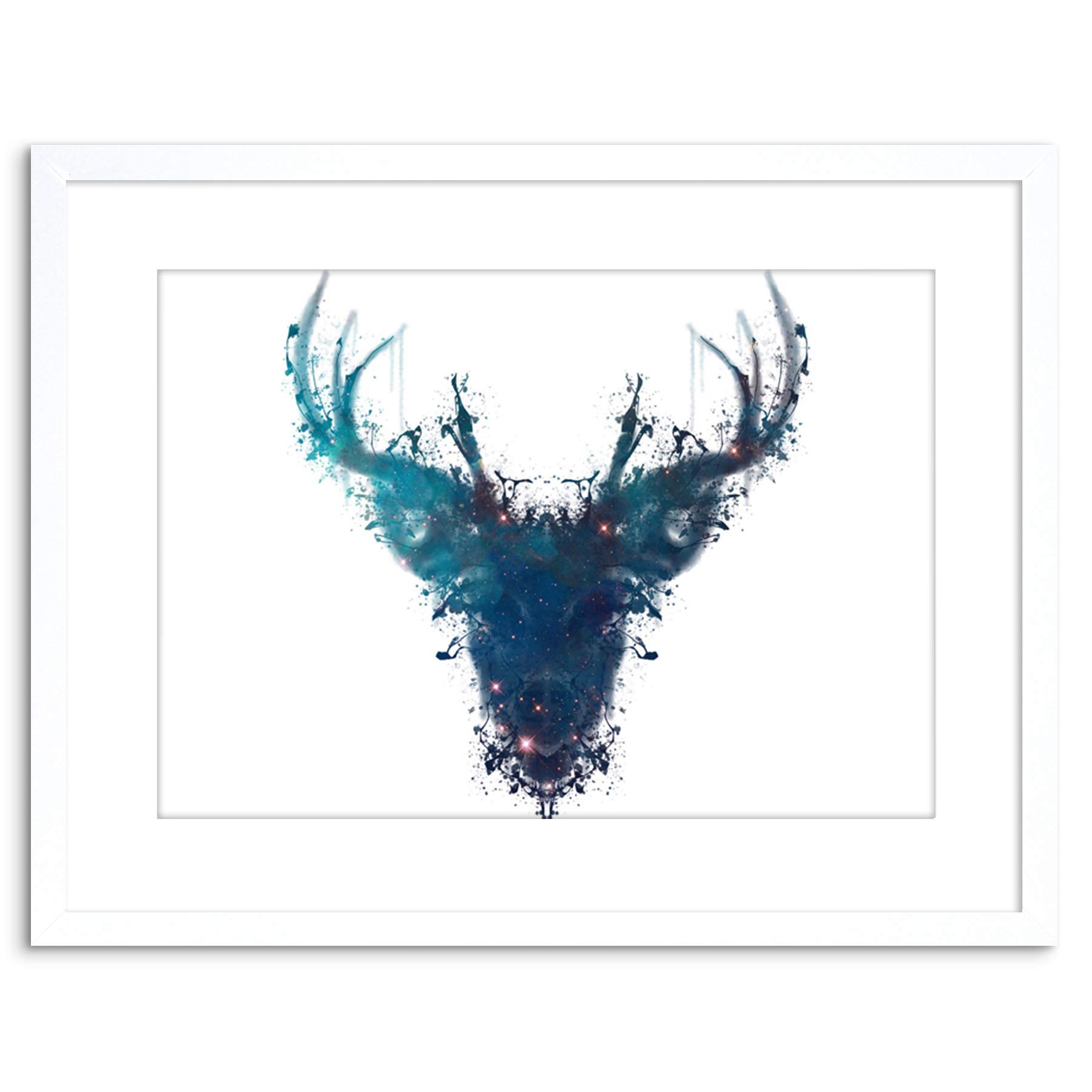 Wee Blue Coo Ink Splat Deer Stag Gift New Framed Wall Art Print