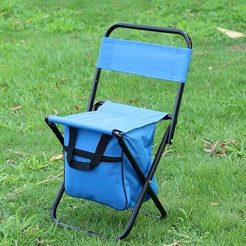 Miniatura 2 de Silla plegable ligera y compacta, silla de pesca portátil con bolsa enfriadora de 10 L, taburete de pesca de tela Oxford, silla de camping plegable