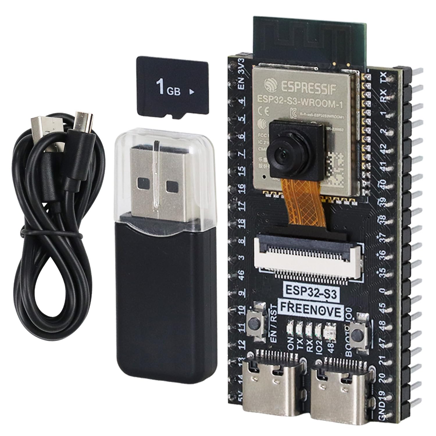 freenove esp32-s3-wroom cam board, dual-core 32-bit 240 mhz microcontroller, onboard camera wireless, python c code, example projects tutorial