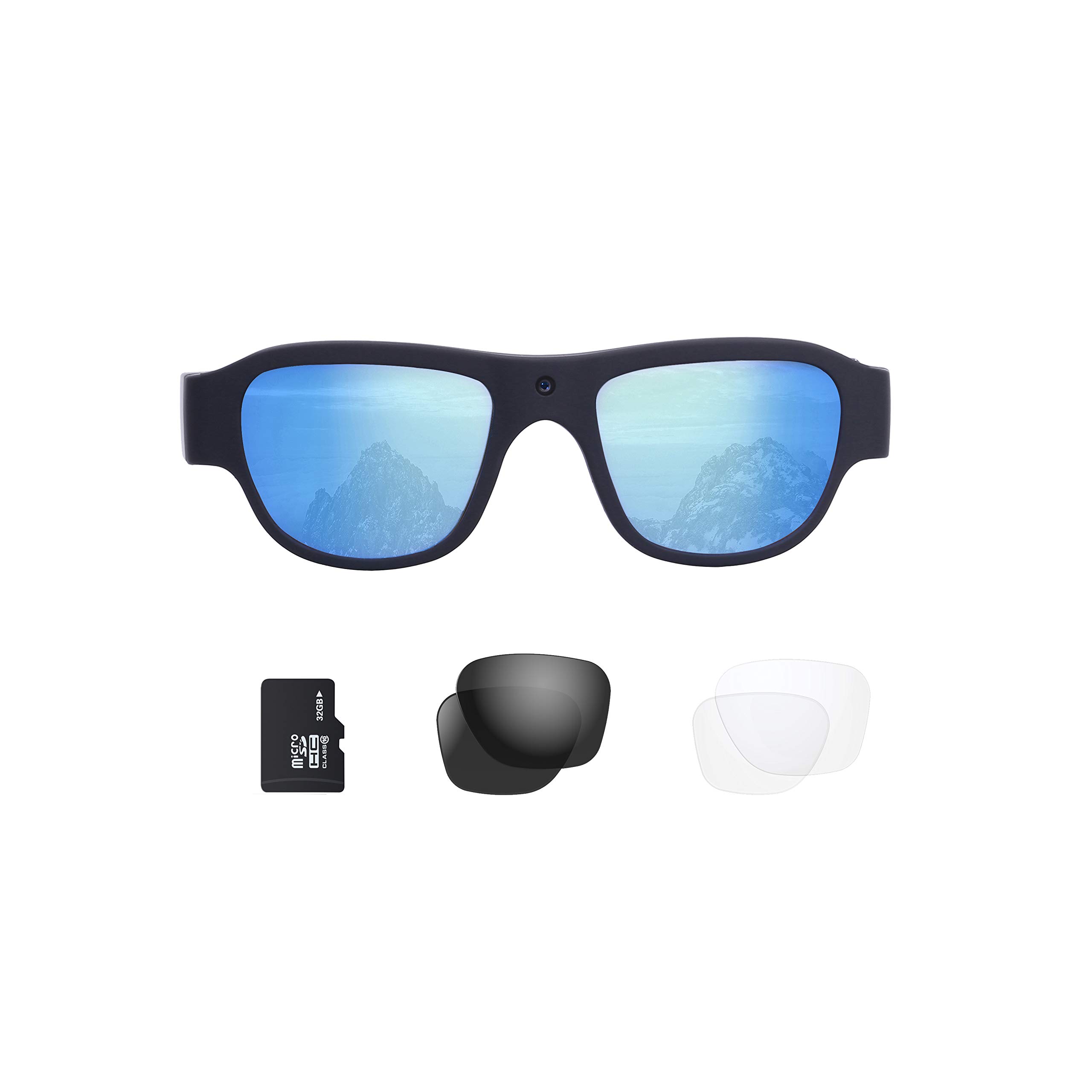 OhO Video Sunglasses, 32GB Ultra HD Outdoor Sports Action Camera with Built  in 16MP Camera and Polarized UV400 Protection Safety Lens