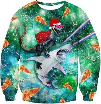 Idgreatim Unisex Ugly Christmas Crewneck Sweatshirt Novelty 3D Graphic Long Sleeve Sweater Shirt