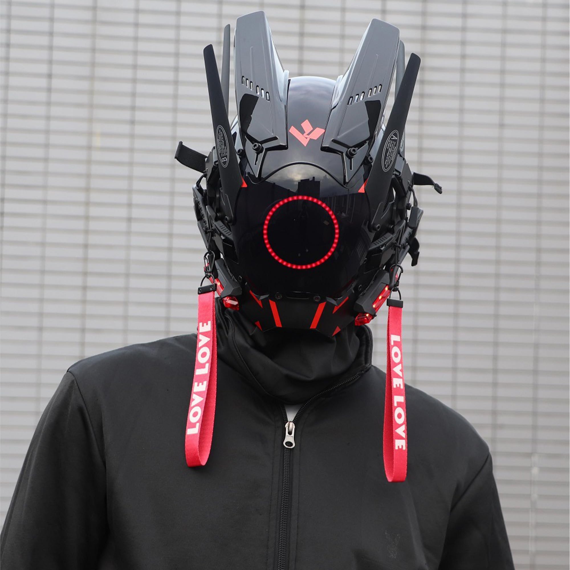 Masque punk pour adulte - Masque de samouraï cool - Casque gothique futuriste - Accessoire d'Halloween - Pour fête de musique et festival