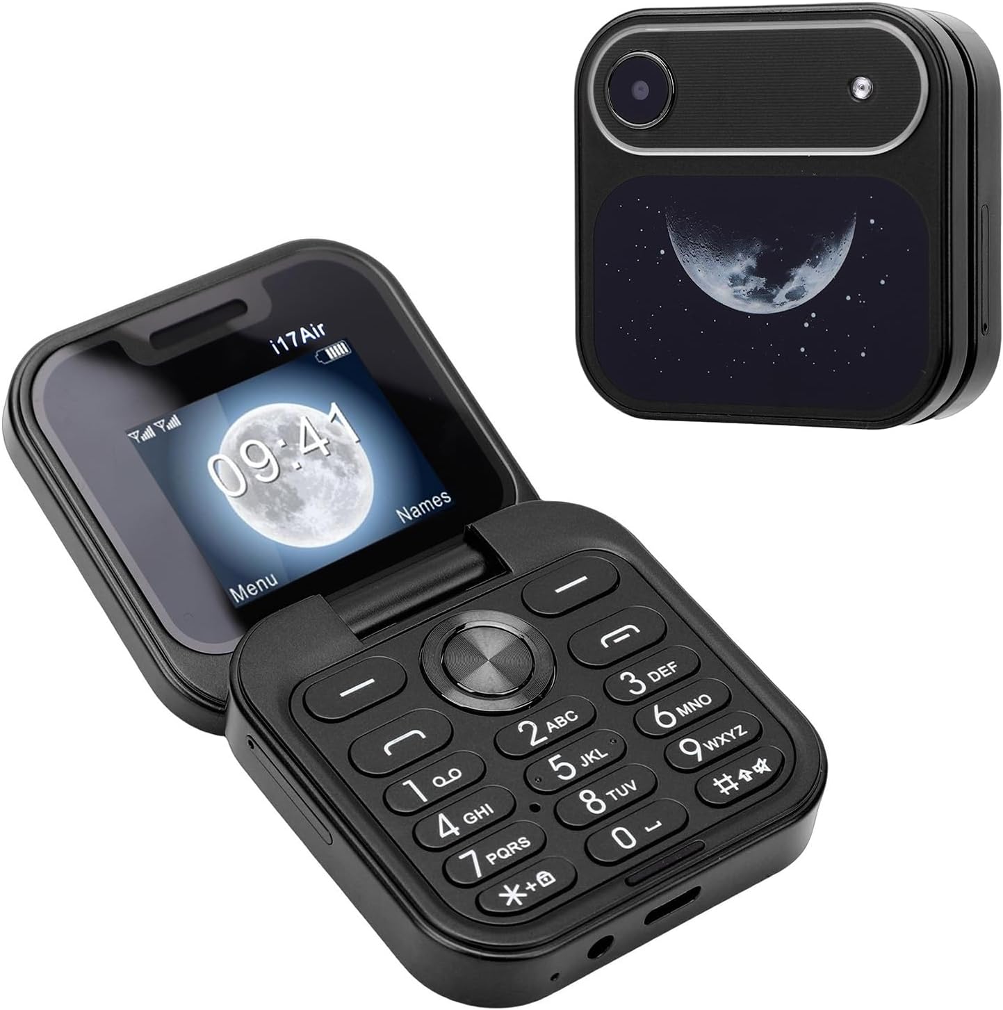 PUSOKEI Mini Flip Phone Unlcoked, 2G Small Flip Phone for Seniors, Mobile Phones with 1.77 Inch Screen, Loud Speaker, Dual SIM Slot, Bluetooth, FM Radio, 1000mAh Battery (Black)