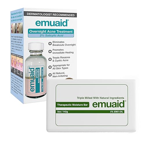 EMUAID Paquete de solución para el acné durante la noche - Tratamiento de acné durante la noche EMUAID con barra de humedad terapéutica