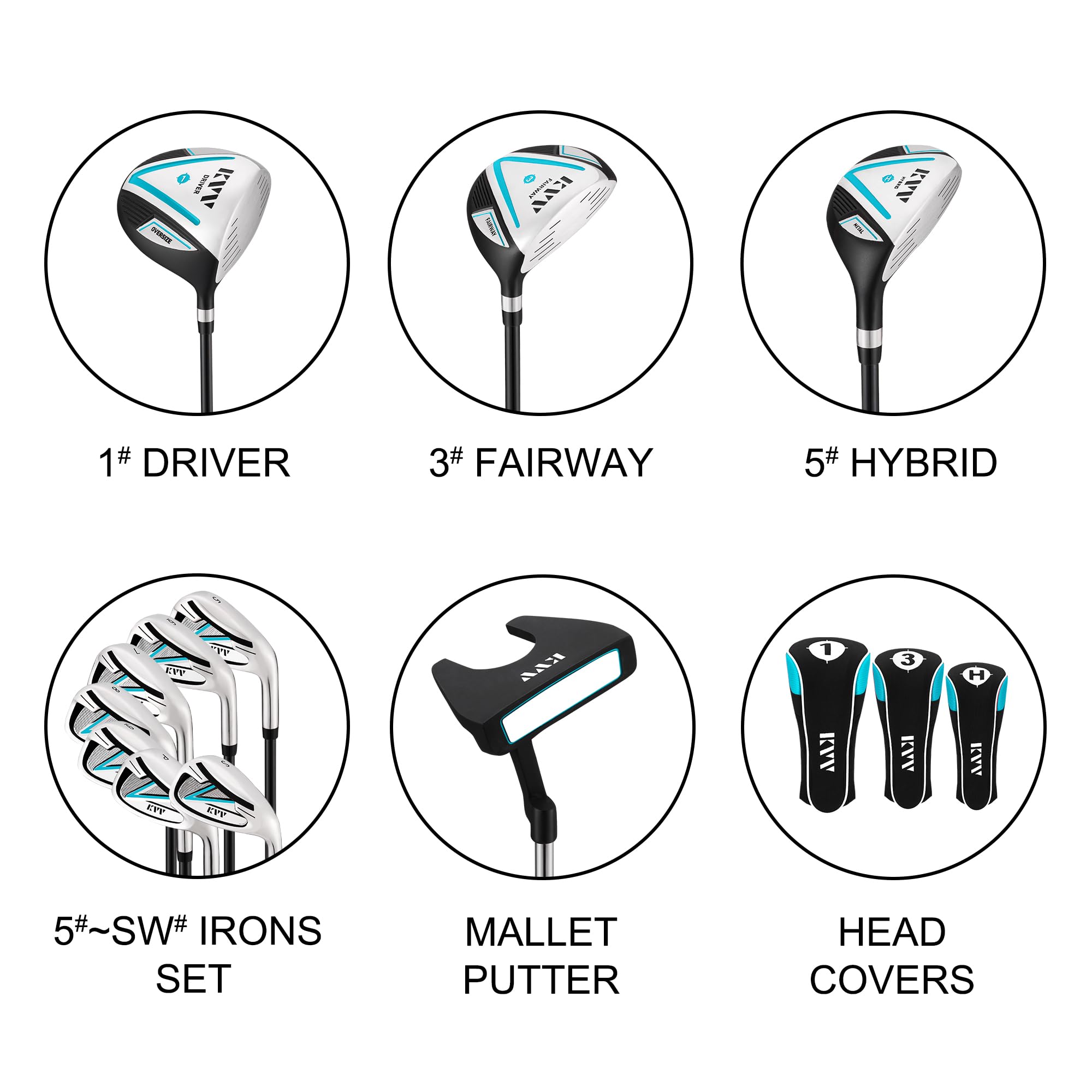 KVV Premium Right Hand Golf Club Set 11-Piece Set for Women, Including Driver, Fairway, Hybrid, 5#-P# Irons, Putter Steel Shaft Regular Flex Golf Clubs, Without Golf Bag Product Image 4