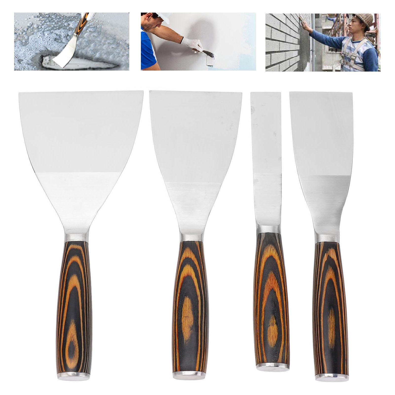 Set di 4 Coltelli per Stucco, Set di Coltelli per Cartongesso Strumento Raschietto per Cartongesso, Coltelli per Stucco in Acciaio Inossidabile Spackle Knife Raschietto per
