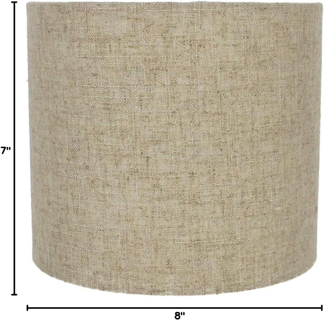 Urbanest Linen Drum Lamp Shade, 8-inch by 8-inch by 7-inch, Natural Flax, Spider-Fitter
