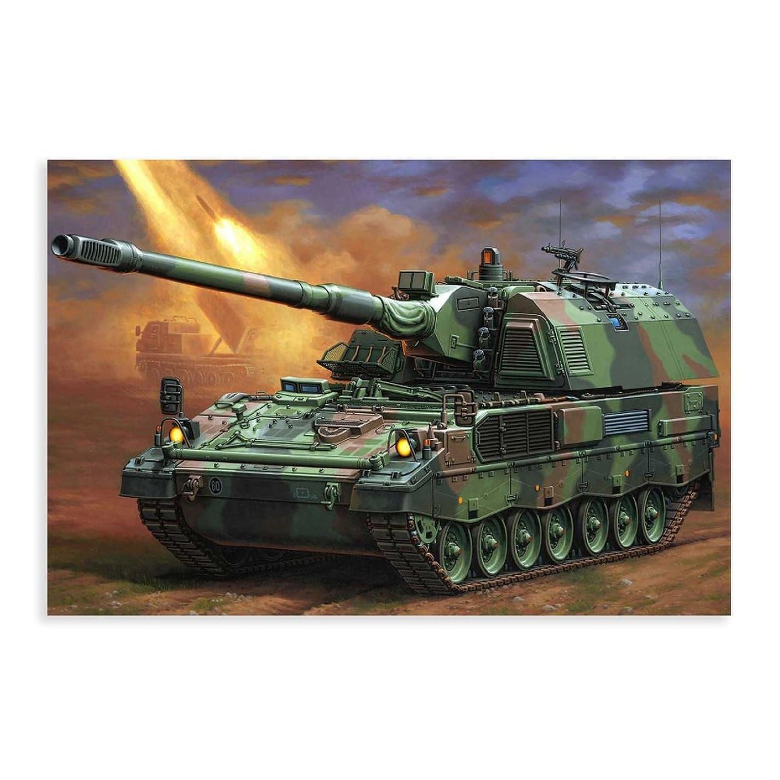Tank Drawing Art on Canvas, Battlefield Big Artworks for Wall, Tanks Modern Wall Decor Canvas Poster Bedroom Decor Sports Landscape Office Room Decor Gift Unframe 24x36inch
