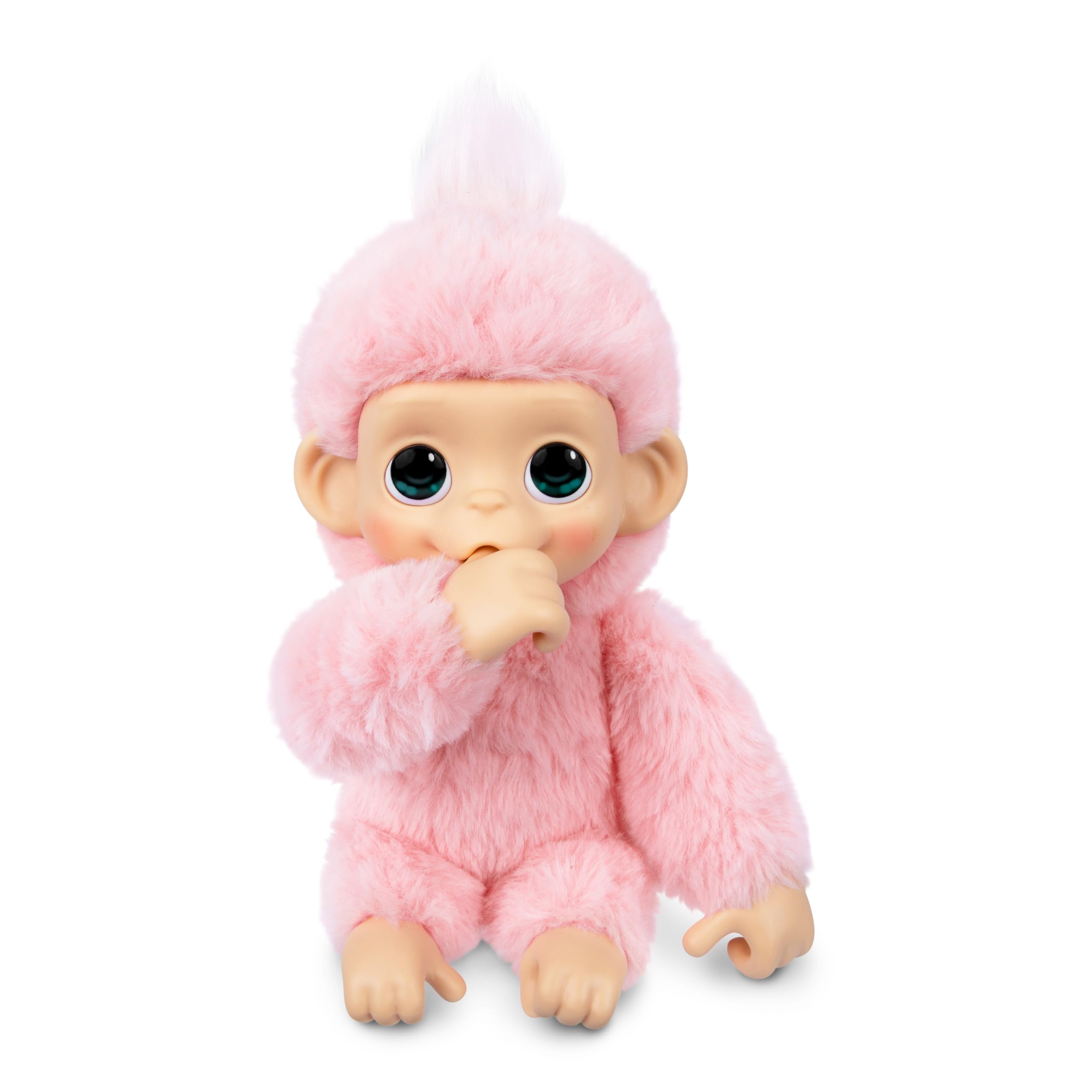 Little Live Pets Baby Monkey Minis – Luna Lemon, Juguete Interactivo, +20 Sonidos y reacciones, Suave Pelaje Rosa, 18,8 cm, Realista, Comer, cuidar, Manos y pies de Mono, 3 para coleccionar