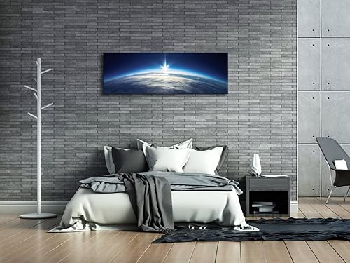 Miniatura 7 de Pyradecor Lienzo de paisaje moderno con marco negro, gran universo azul, tierra, arte de pared, imágenes espaciales, obras de arte para sala de