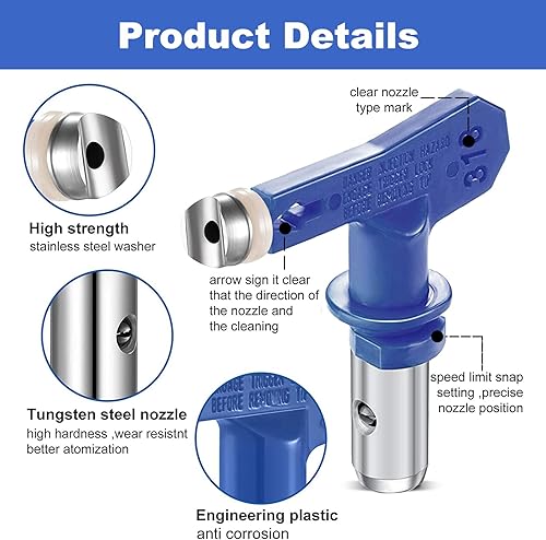 Miniatura 5 de Boquillas de punta de pulverización reversibles, puntas de pulverización de pintura, boquillas de rociador sin aire, pulverizador sin aire, piezas