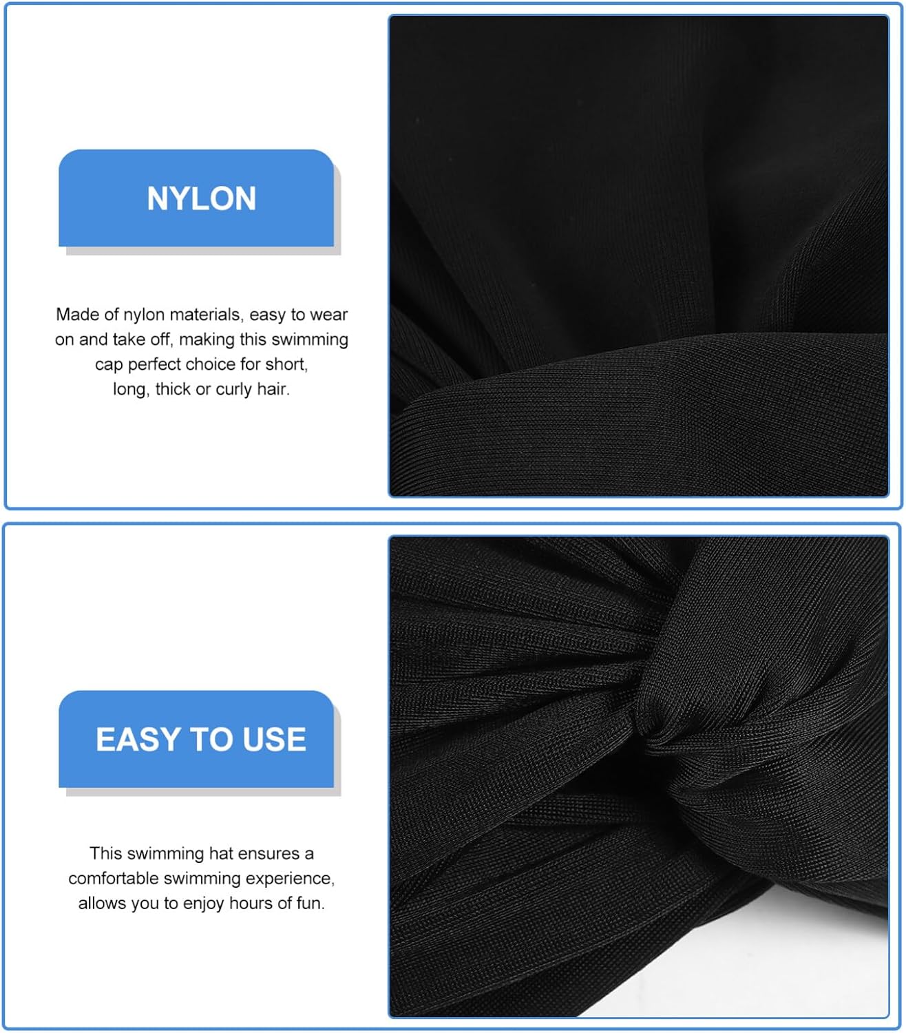INOOMP Women Swim Cap, Elastic Swim Turban Cap, Cover Ear Bath Swimming Cap,Pleated Shower Cap for Long Short Hair