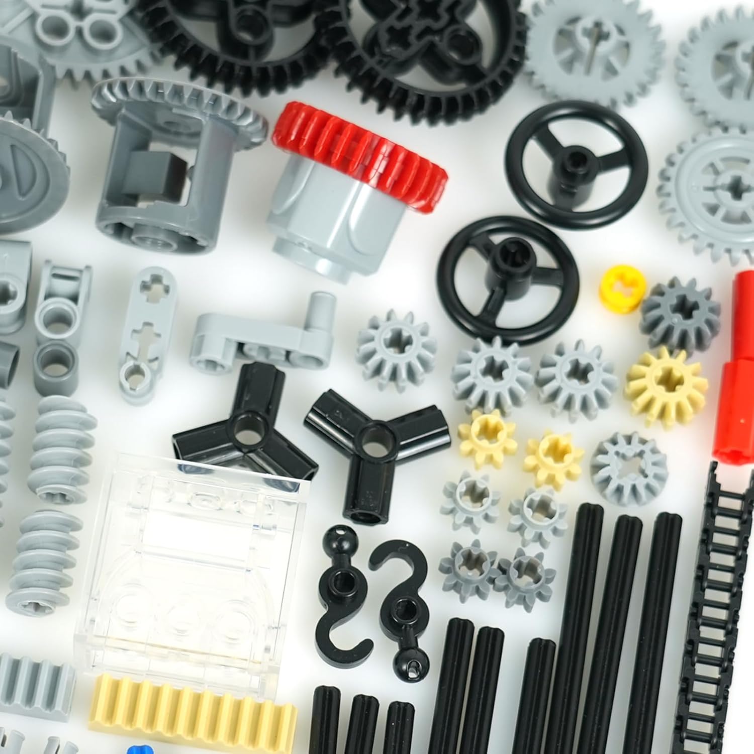 Technical-Pieces-Parts Set, Gears Wheels-and-Axle Pin Connector Pin Rack Steering Wheel Differential, MOC Building Blocks Compatible with Major Brands.