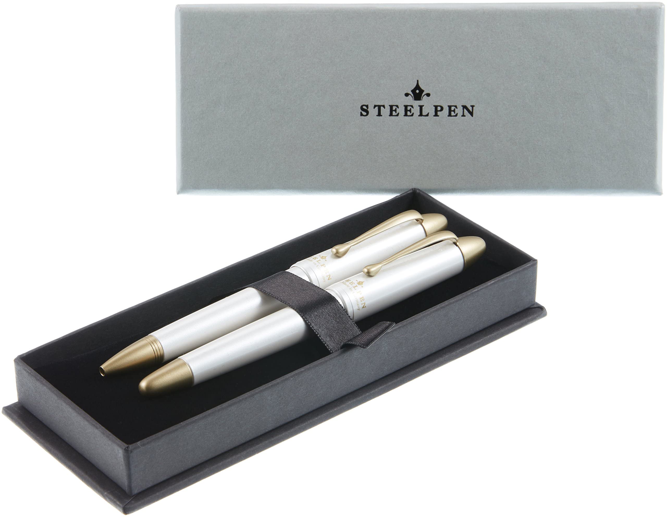 Steelpen Pearl Serisi 4590 DT İnci BeyazI Dolma Kalem + Tükenmez Kalem