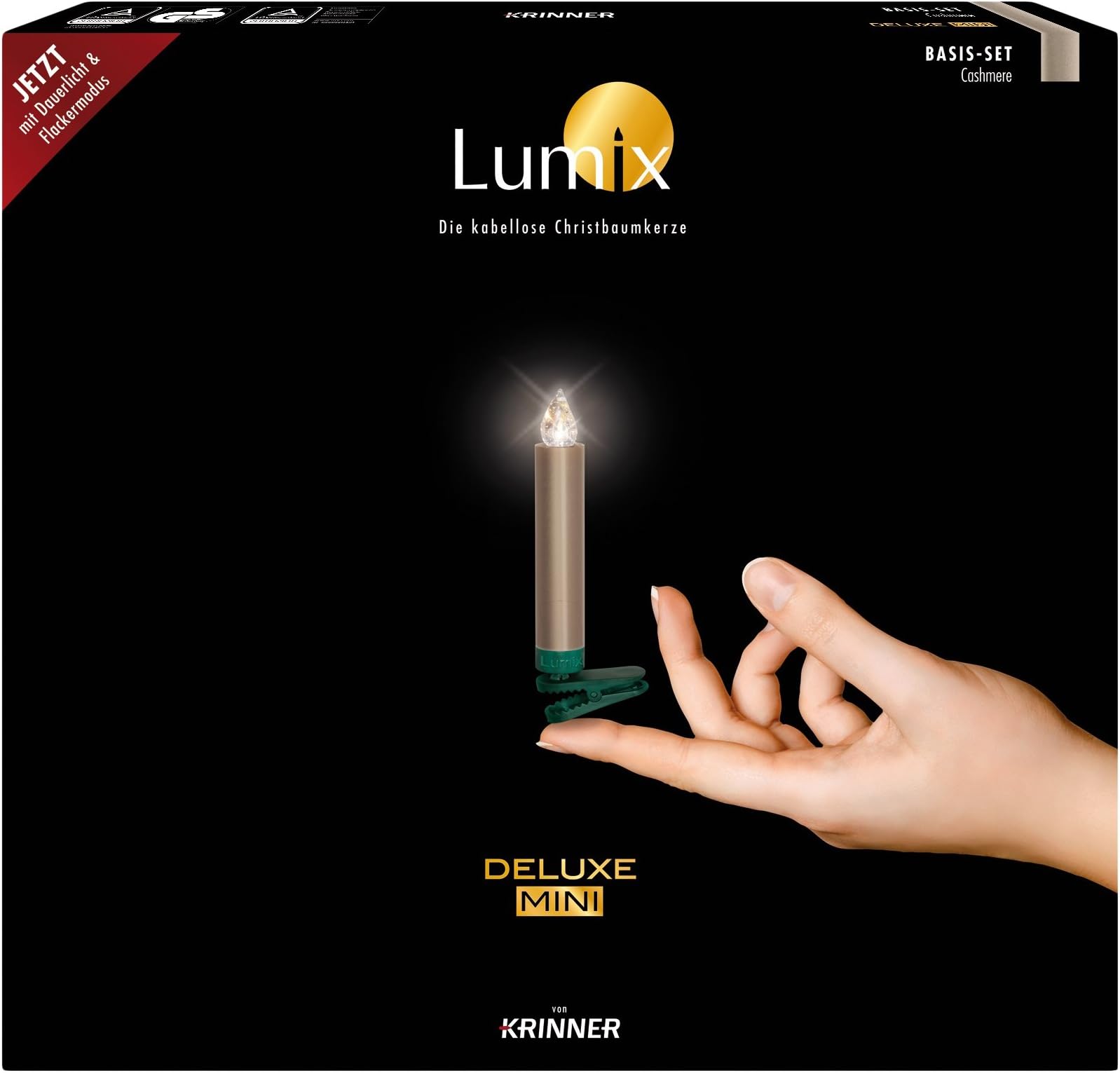 Krinner Lumix Classic Mini Basic Set 12 Wireless LED Mini Christmas Tree Candles with IR Remote Control, Cashmere, Pack of 1