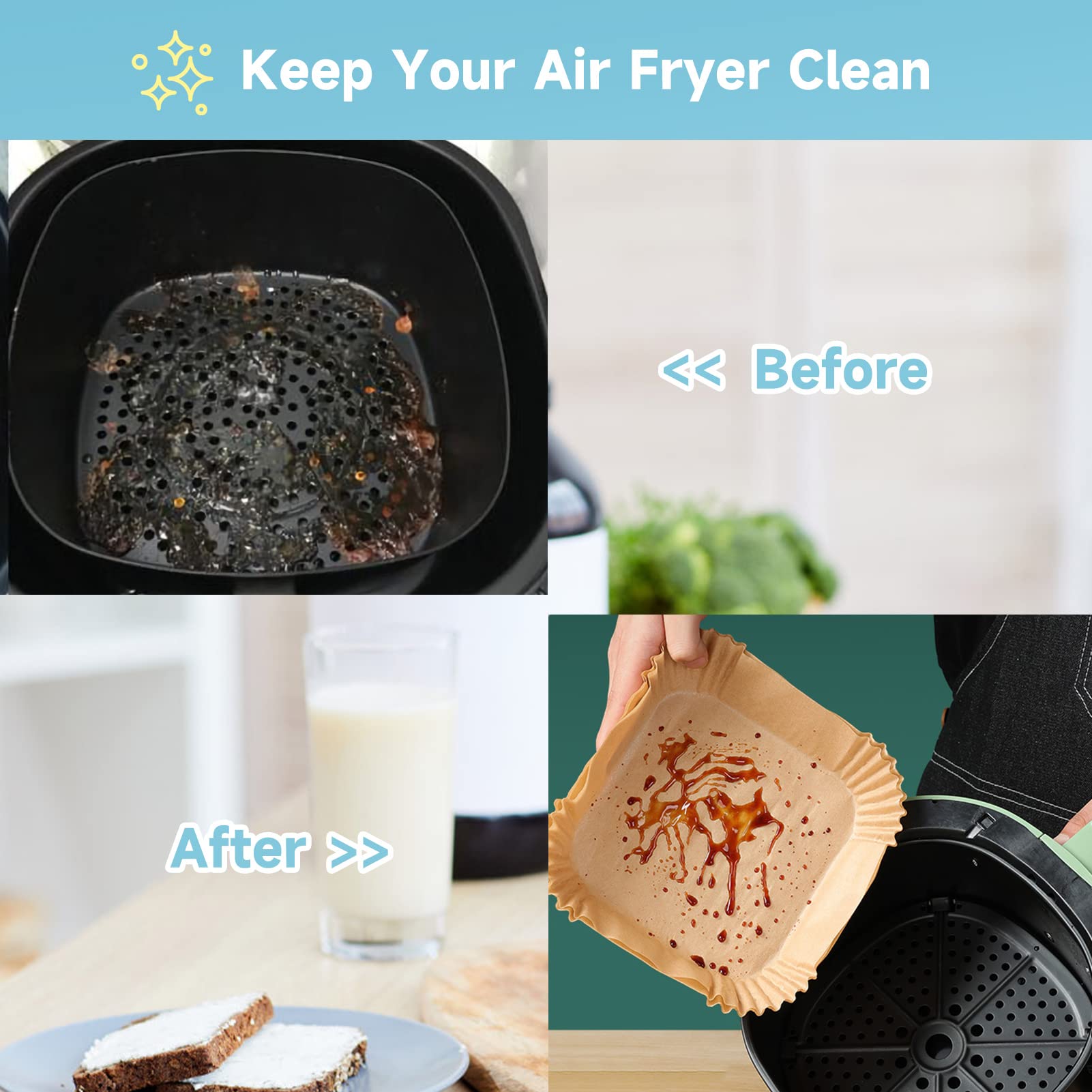 Avilia – Carta Forno Per Friggitrice Ad Aria 4,5 Cm Di Altezza, 100% Biodegradabile E Impermeabile - Foto 5