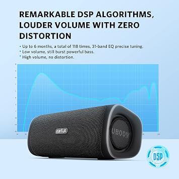 EarFun UBOOM L Bluetooth Speaker, Portable Speaker 28W Loud Stereo Sound, Rich Bass, IP67 Waterproof & Dustproof, Dual Pairing, Built-in Mic, Low Latency, Wireless Speakers for Party, Indoor & Outdoor