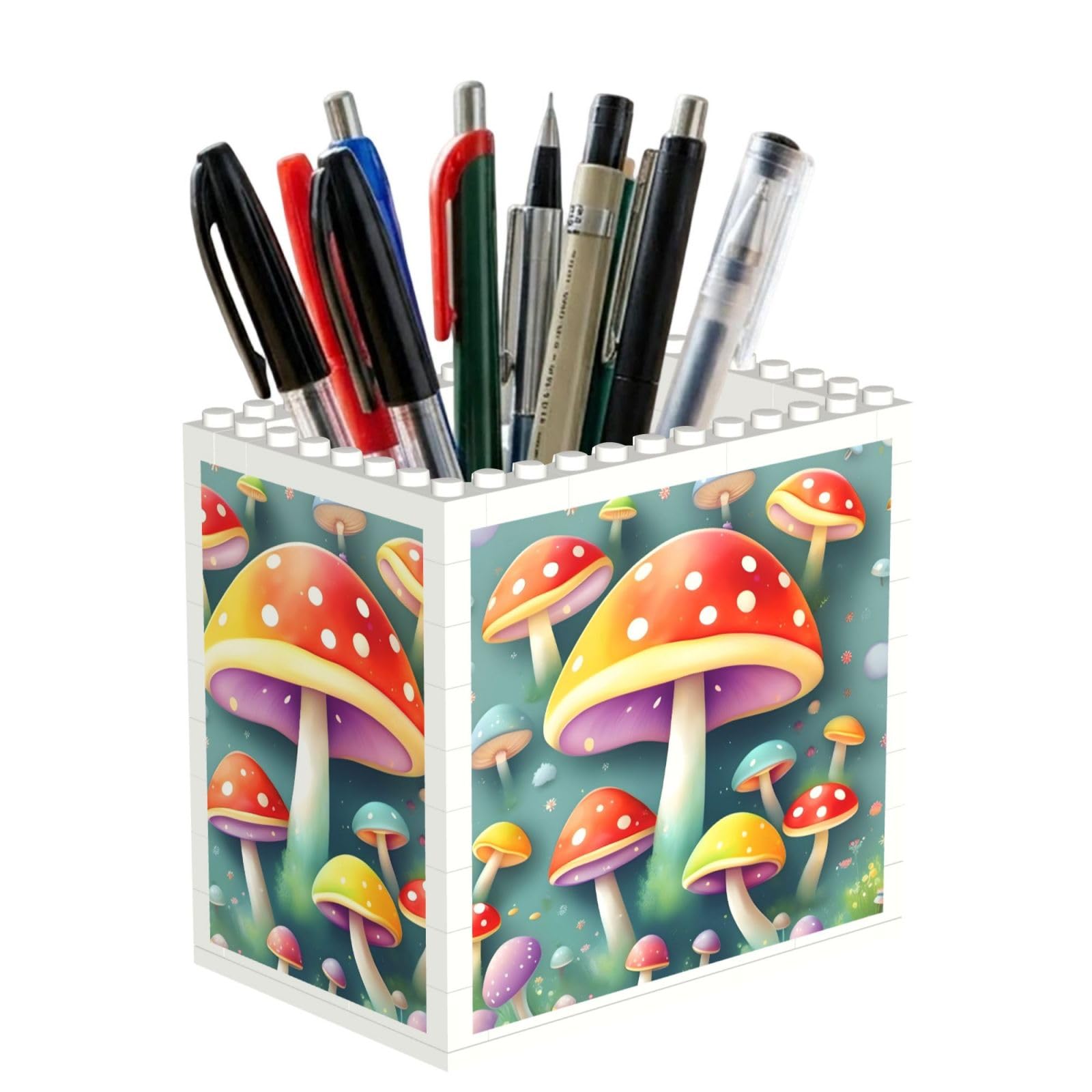 SXZVVBN Cute colored mushrooms Building Block Desk Tidy ABS Organiser