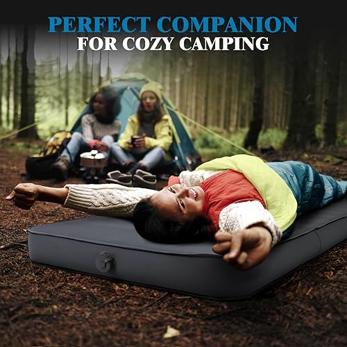Miniatura 6 de Hikenture Colchoneta de dormir autoinflable de 4 pulgadas de grosor con valor 9.5 R, colchón de campamento Comfort Plus con saco de bomba, Gris