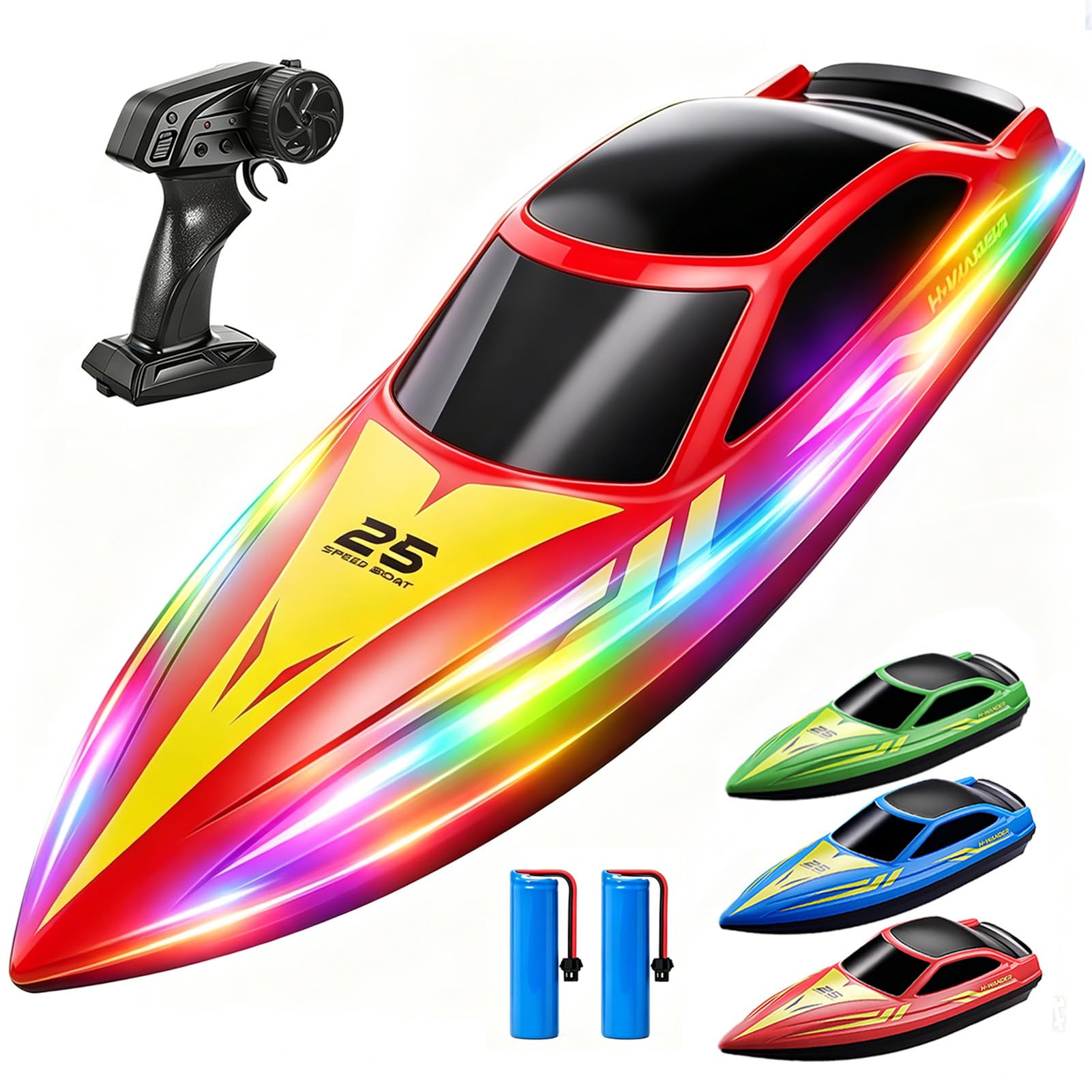View 1 of [Remote doesn't work] Tidjani RC Boat, Red, 10-inch