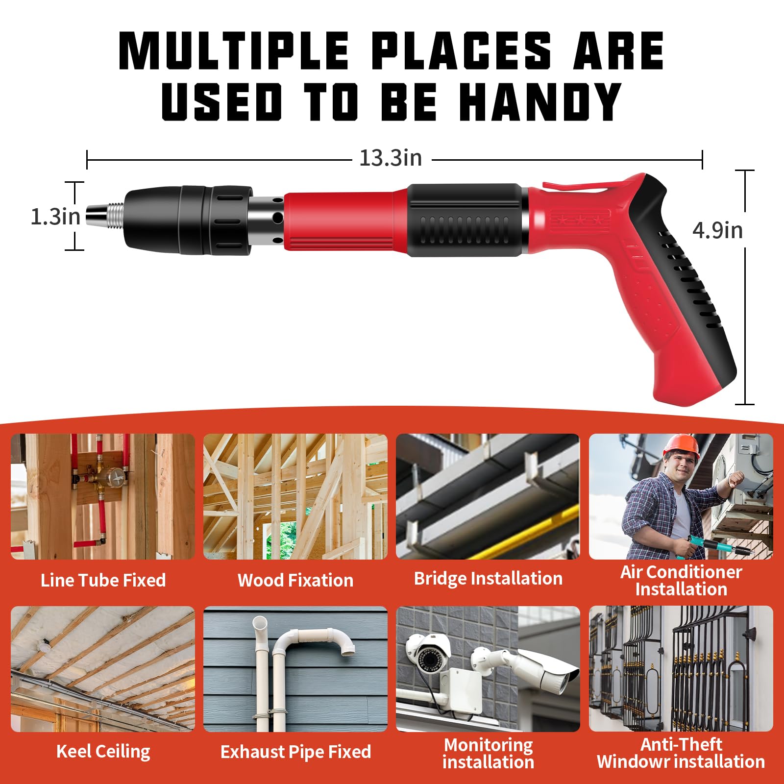 Sparachiodi Pistola Sparachiodi con 100 Chiodi Tondi, Mini Sparachiodi Manuale per Cemento e Ferro Attrezzo per Rivettare le Pareti, Portatile Nail Gun con Occhiali di Protezione, per Fissare Chiodi
