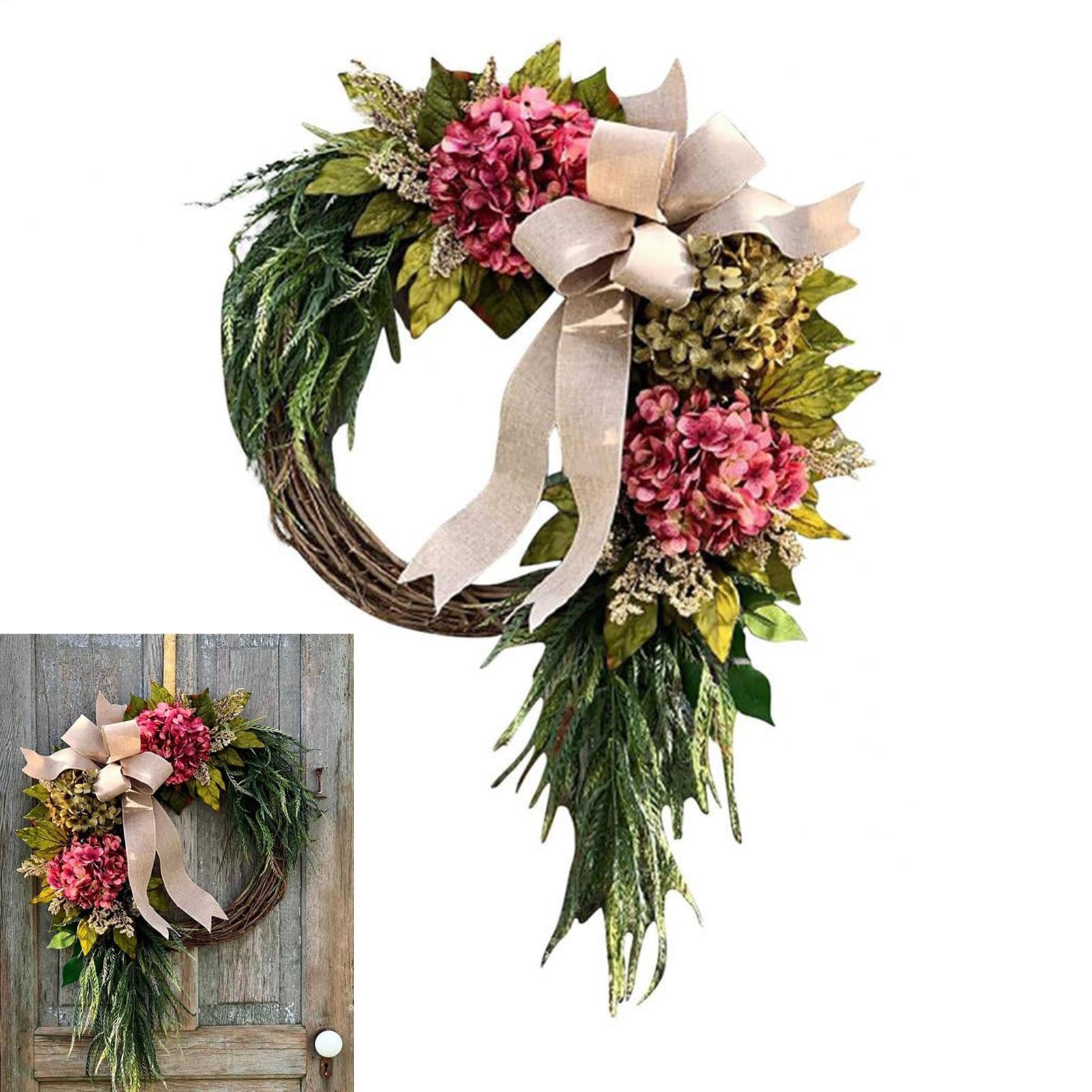 Couronne de fleurs pour porte haut de gamme, ornement mural intérieur 40 cm