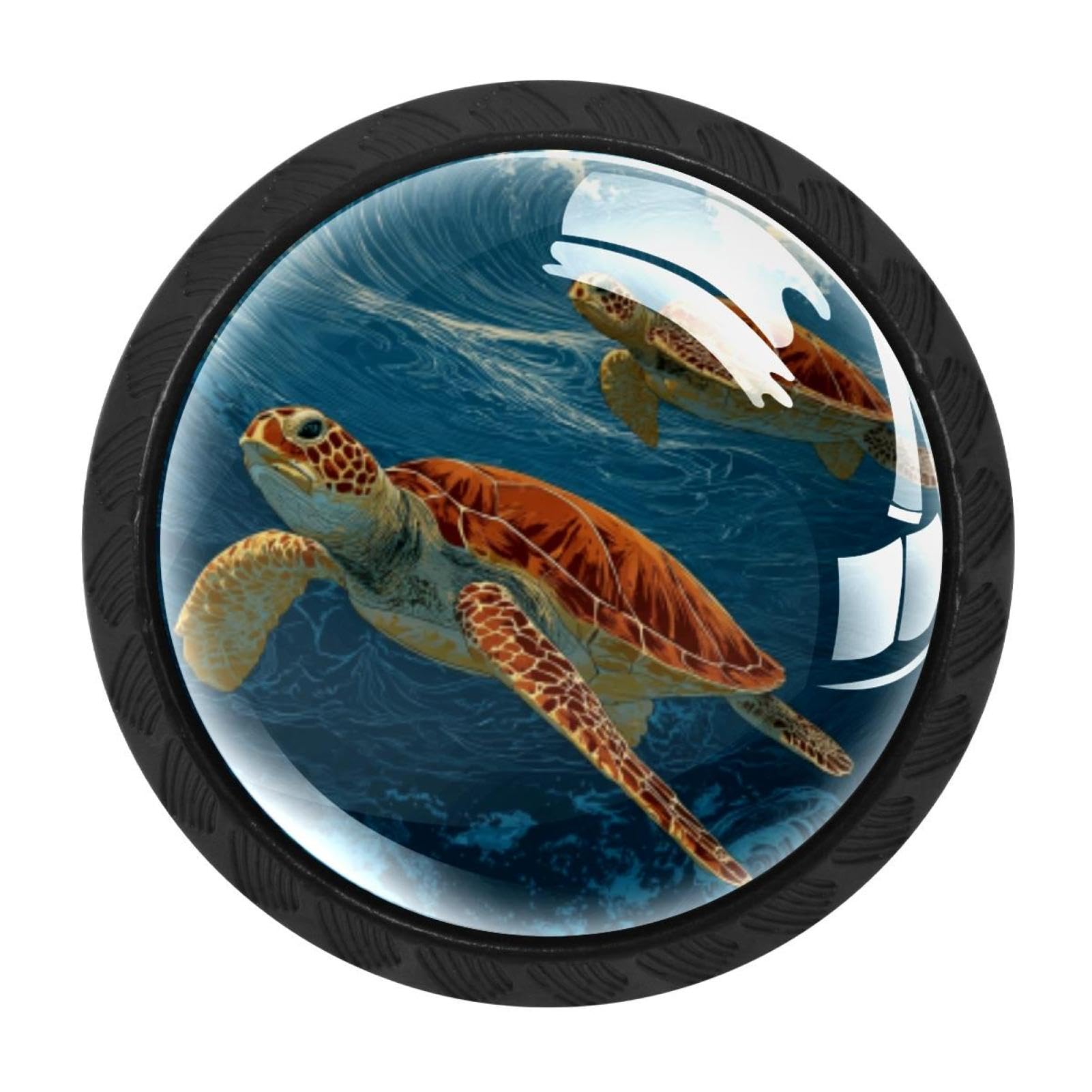CHENZZZZ 4 Pack Cabinet Handles Black Sea Turtles Cabinet Knobs Draw