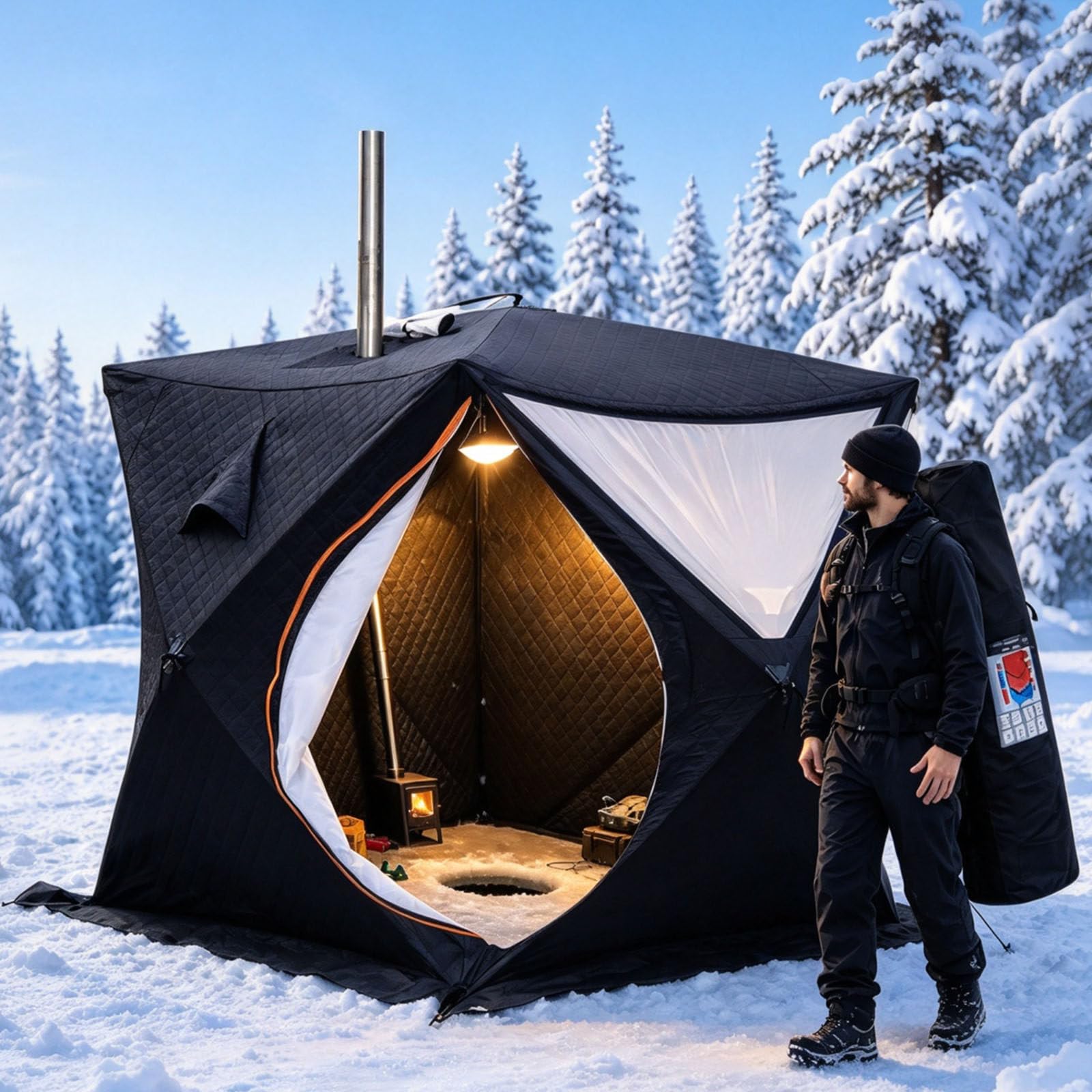 Tienda de Sauna al Aire Libre PortáTil para 3-4 Personas, Cabina de Sauna para Exteriores