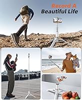 Vista 7 de Trípode para teléfono de 62" y bastón selfie, trípode para iPhone con control remoto, soporte todo en uno para celular, portátil, ligero