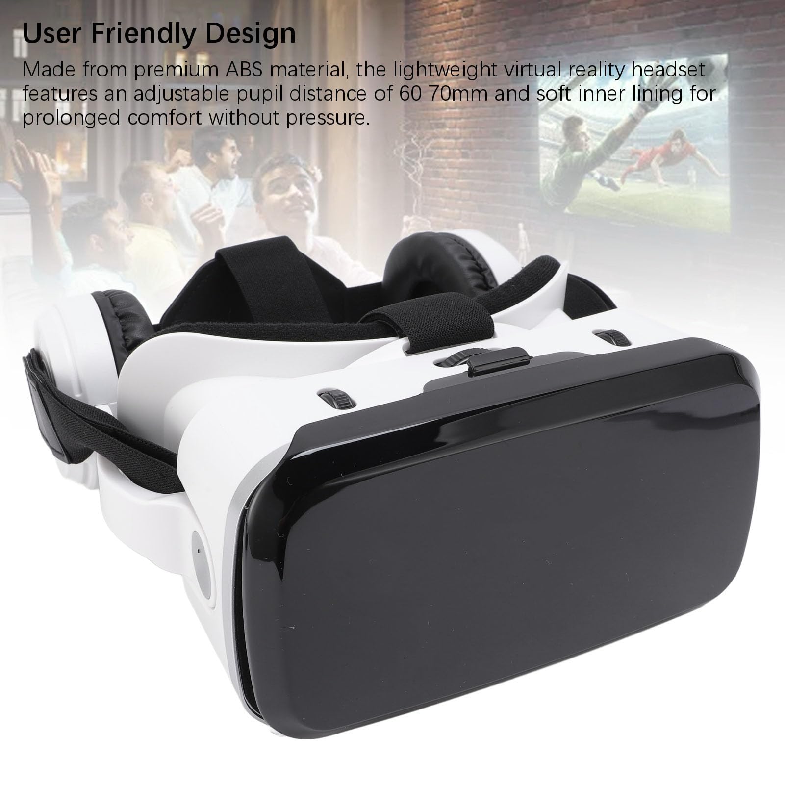 Naroote Cuffie VR Occhiali 3D Anti Luce Blu con Cuffie Bluetooth per Film e Giochi Compatibili con Telefoni da 5,5 a 7,2 Pollici