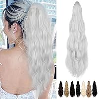 Vista 20 de Extensión de cola de caballo de 18 ″ Garra Ondulado Rizado Clip en Cola de Caballo Extensión de Cola de Caballo de Aspecto Natural Extensiones