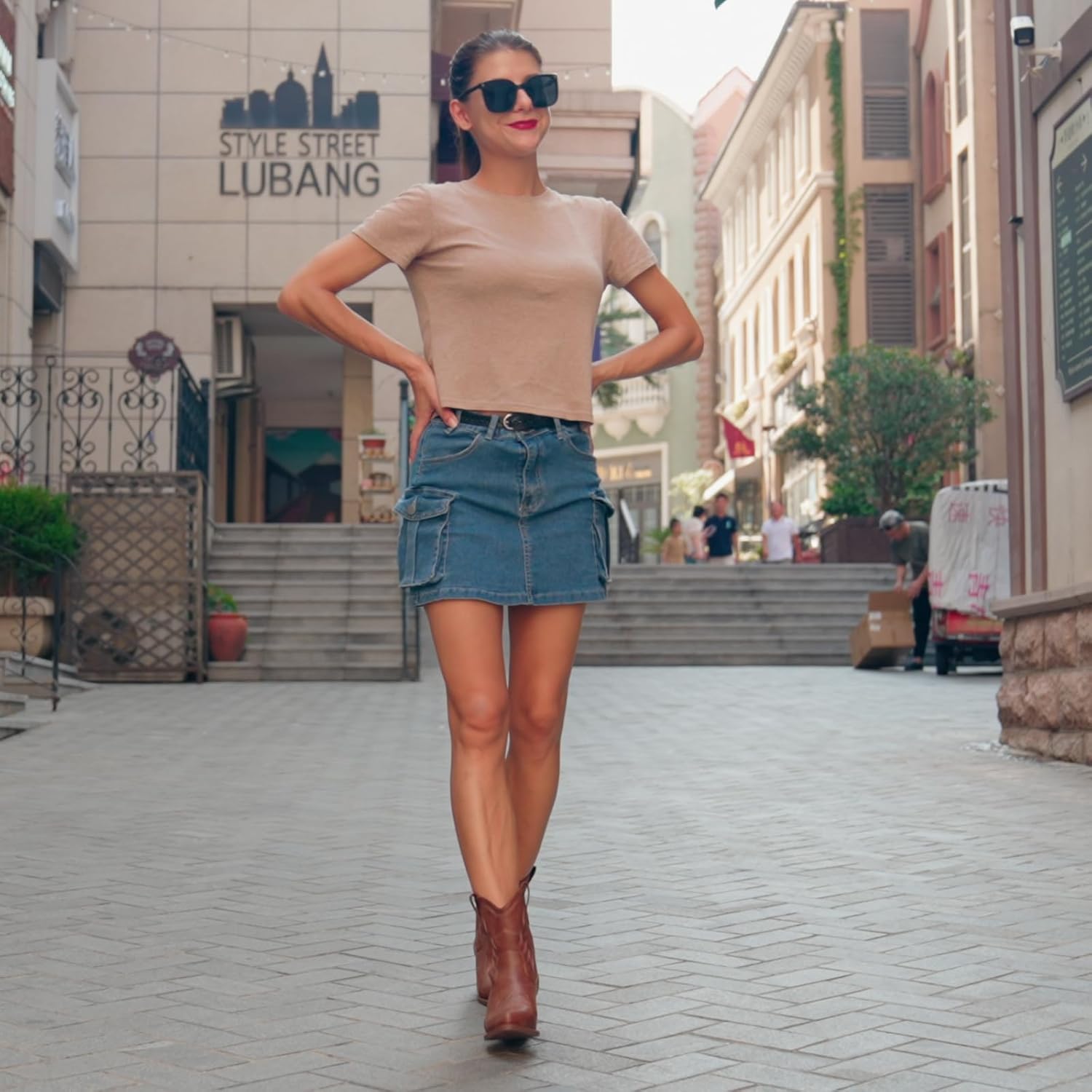 IXU Cowboy Boots for Women Ankle Cowgirl Booties Wide Mid Calf Pointed Toe Western Boots Short Chunky Classic Booties - Image 3